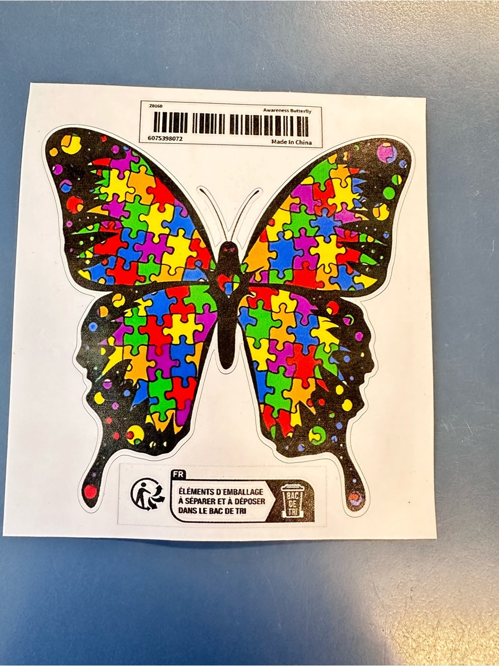Colorful Puzzle Butterfly Vinyl Sticker - Multi-Color - Picture 2 of 8